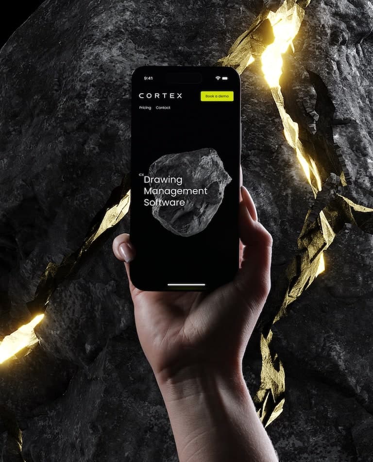 Image of the Cortex website on a mobile device